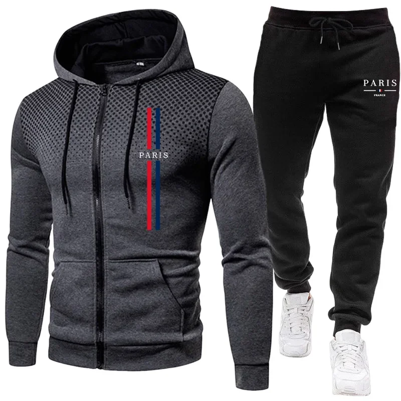 Jackets - Men sports suit zipper jacket+pants two-piece
