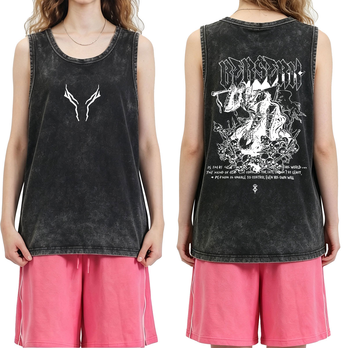 Anime Berserk Guts Graphic Vin - Acid Wash Vintage Graphic T Shirt 评论和价格