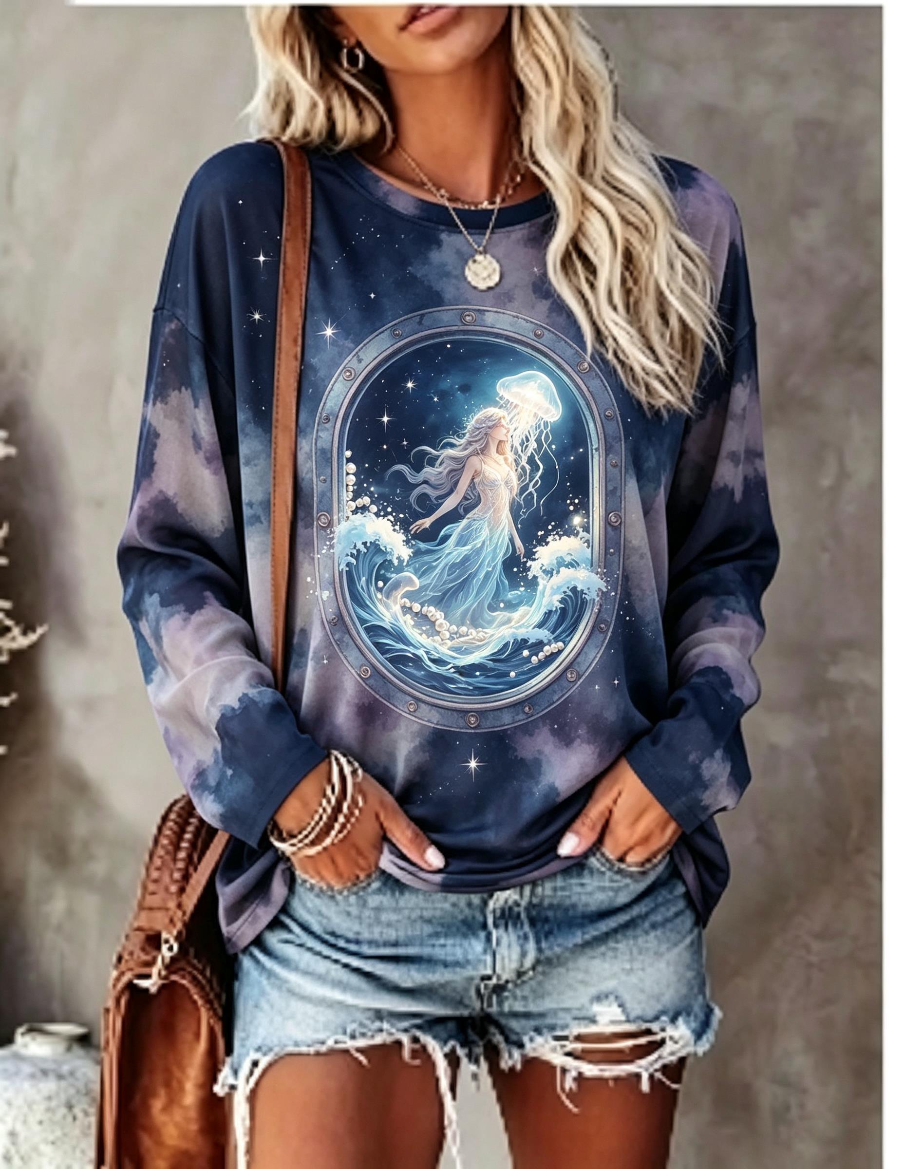 Women Long Sleeve T Shirt Merm - T-Shirts 评论和价格