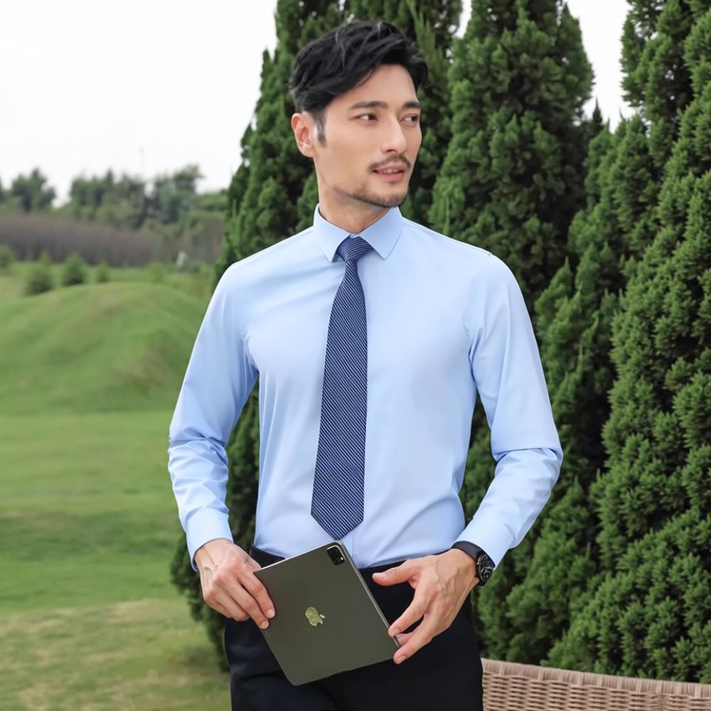 Mens Fashion Long Sleeve Shirt - Breathable Bamboo Fiber Shirt Non Iron 评论和价格
